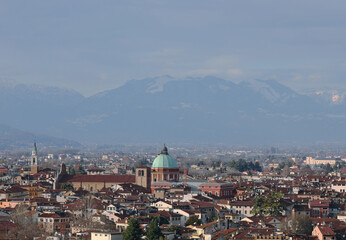 Fototapeta na wymiar Panorama of VICENZA city in Italy and the dome od Cathedral and more buildings