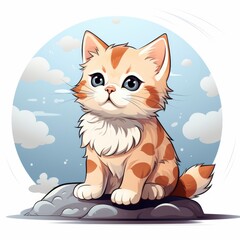 Cute Cat Playing , Cartoon, Icon Illustration