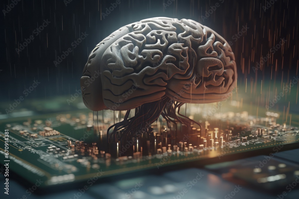 Poster computer code human brains. device data cyber development machine. generate ai