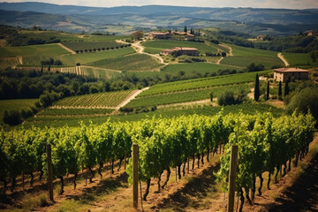 Fototapeta na wymiar Vineyards of Montalcino (Siena, Tuscany, Italy) at summer