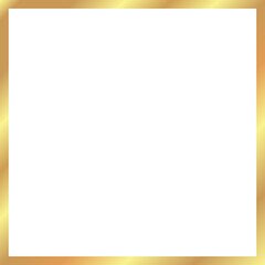 Elegant golden rectangular picture frame png border on transparent background