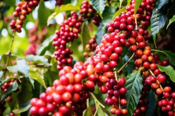 high angle shot of coffee berries ready for harvesting