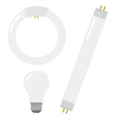 蛍光灯と電球のイラストセット
