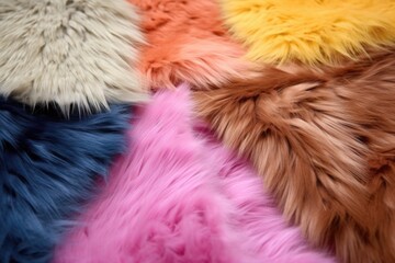 Fototapeta premium pieces of freshly cut faux fur on a mat