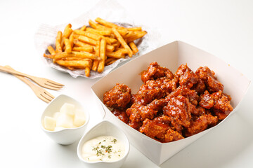 Fried Chicken / Seasoned Fried Chicken. potato.
