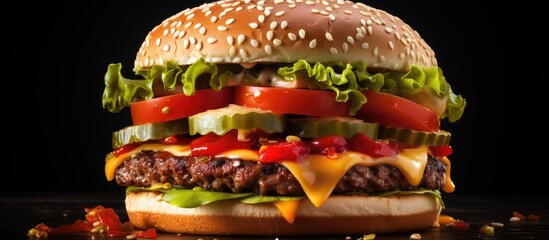 Large burger - obrazy, fototapety, plakaty