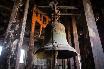 Obraz premium rusty bell in a religious buildings tower