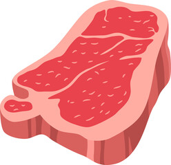 Fresh meat products pork meat bacon steak for grill or barbecue. Cartoon vector illustration.