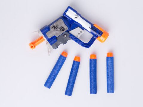 isolated gun and bullets