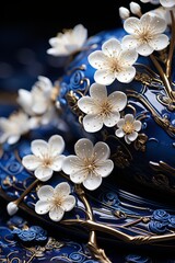 Close-up of delicate Chinese porcelain, Generative AI