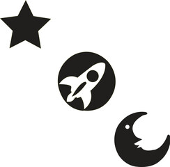 black and white stars