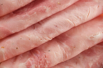 Fresh sliced ham close up