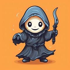 Cute Grim Reaper Dabbing , Cartoon, Icon Illustration