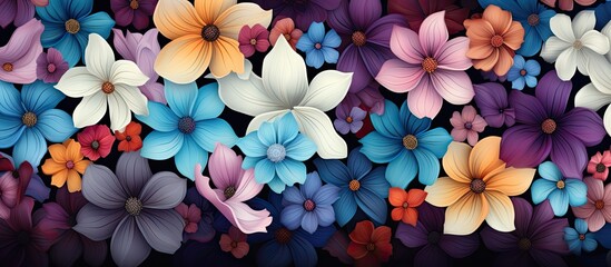 Floral pattern in fresh colors - obrazy, fototapety, plakaty
