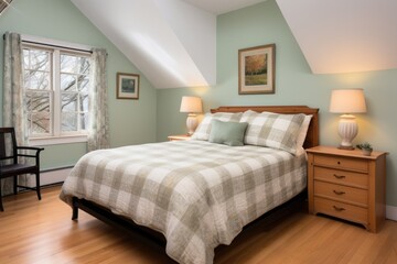bedroom interior in a classic wood-shingle house