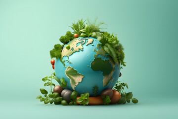 world vegetable day, vegetable on the world, fresh vegetable, vegan day concept - Powered by Adobe