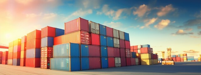 Containers cargo import or export in harbor port.