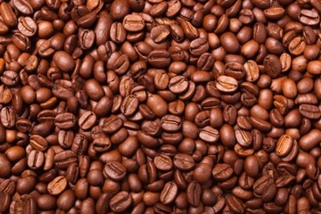 Fototapeta premium extreme close-up of brown roasted coffee bean texture