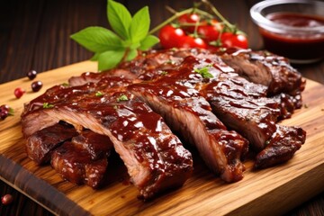 smoked ribs drizzled with homemade barbecue sauce