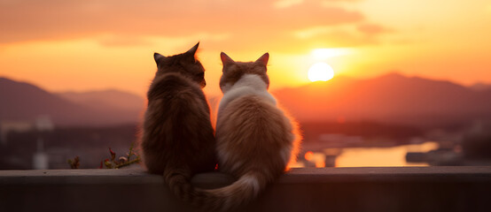 Two cats with each other at sunset 4