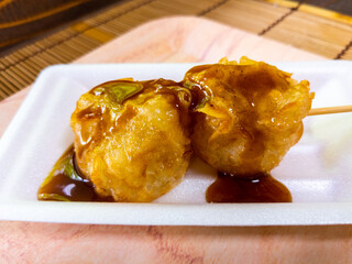 Fried dumplings the local delicacy in Ashikaga city, Japan (Ashikaga, Tochigi, Japan)