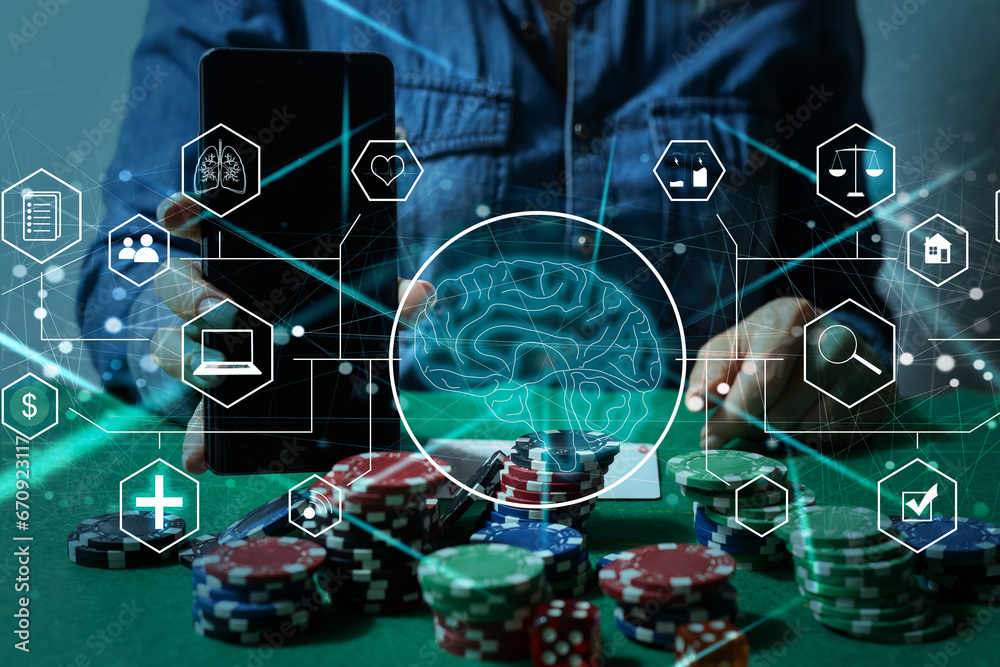Poster artificial intelligence service business web computing iot integration concept. ai gear icon on disp