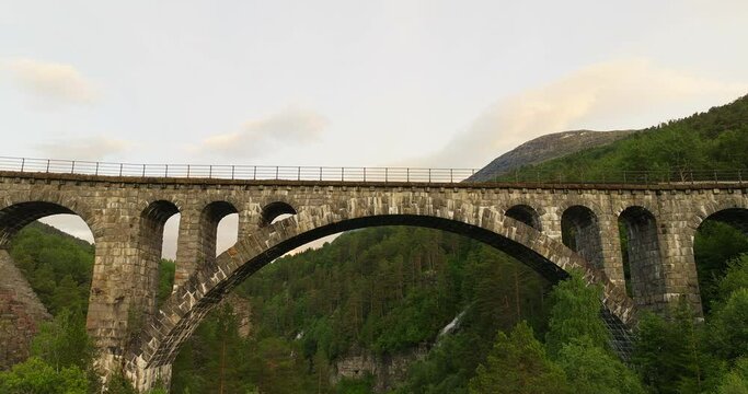Iconic Kylling bru, stone railway bridge in Verma, Norway