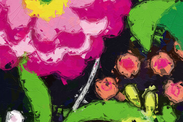 The beauty of watercolor and various flowers, roses, peonies, etc