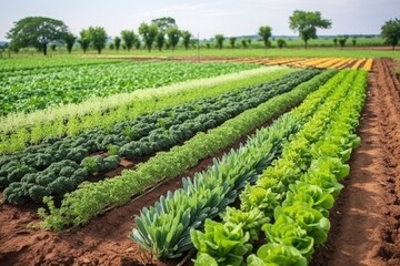 crop rotation field with different types of plants - obrazy, fototapety, plakaty