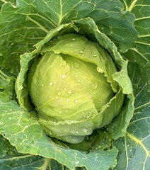 Obraz premium fresh cabbage close-up. green leaves - macro. green background for banner. 