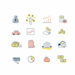 お金・投資・資産運用関連のアイコンセット