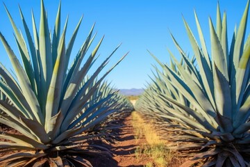 close-up of ripe blue agave plants ready for harvest