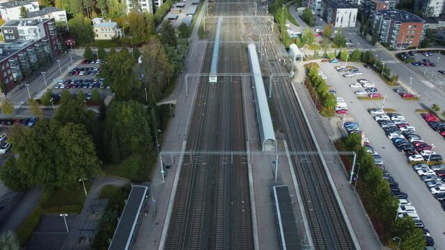 Efficient transport: Train nears Kerava Station from northern Finland