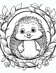 Cute kawaii autumn coloring page for kids with vintage, Nature forest, insects. animals cartoon illustration, Animal autumn coloring book for kids.