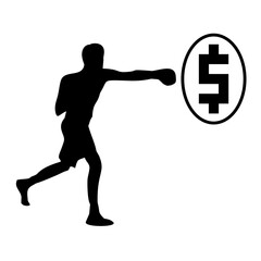 dollar icon and business person silhouette