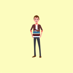 Fototapeta premium pose of a man in a brown shirt black