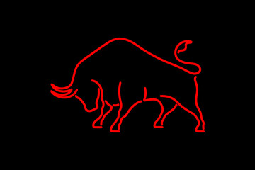 bull logo outline style (red on black background)