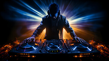 Professional Dj playing live music in a night club