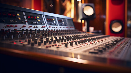 Recording Studio Control Room close up shot