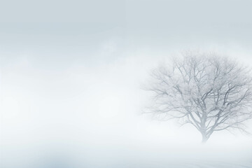 A Serene Tree Standing Tall in a Misty Meadow Generative AI. Created With Generative AI Technology