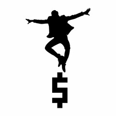 dollar icon and business person silhouette