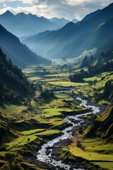  Serene landscape of the Himalayan foothills in Himachal Pradesh, Generative AI - obrazy, fototapety, plakaty