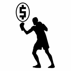 dollar icon and business person silhouette