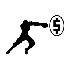 dollar icon and business person silhouette