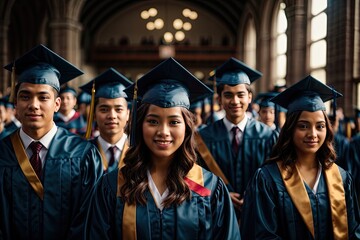 group of students in graduation cap