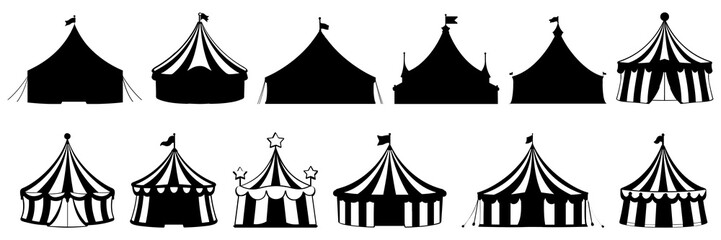 Circus silhouettes set, large pack of vector silhouette design, isolated white background © FutureFFX