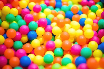 close-up of bright, neon-colored rubber balls