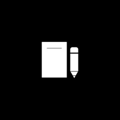  Document line icon. Paper page with pencil concept symbol. Edit document line sign isolated on black background