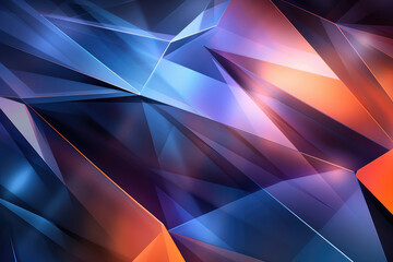 3D Abstract background of blue and red triangles.