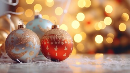  Ornamental White Christmas Background with Snowflakes and New Year's Decorations.